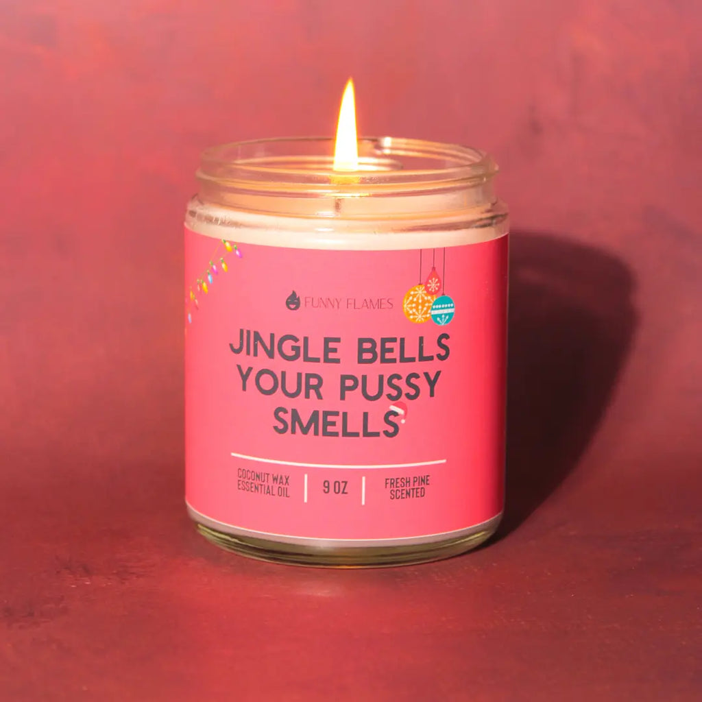 Jingle Bells Your Pussy Smells- funny holiday candle gift DC-Funny Candle Co