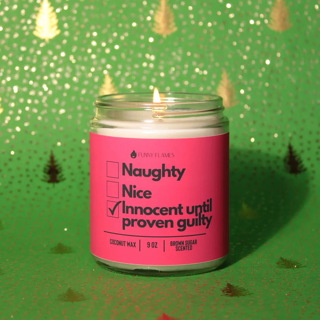 Naughty, Nice, Innocent Until Proven Guilty DC-Funny Candle Co