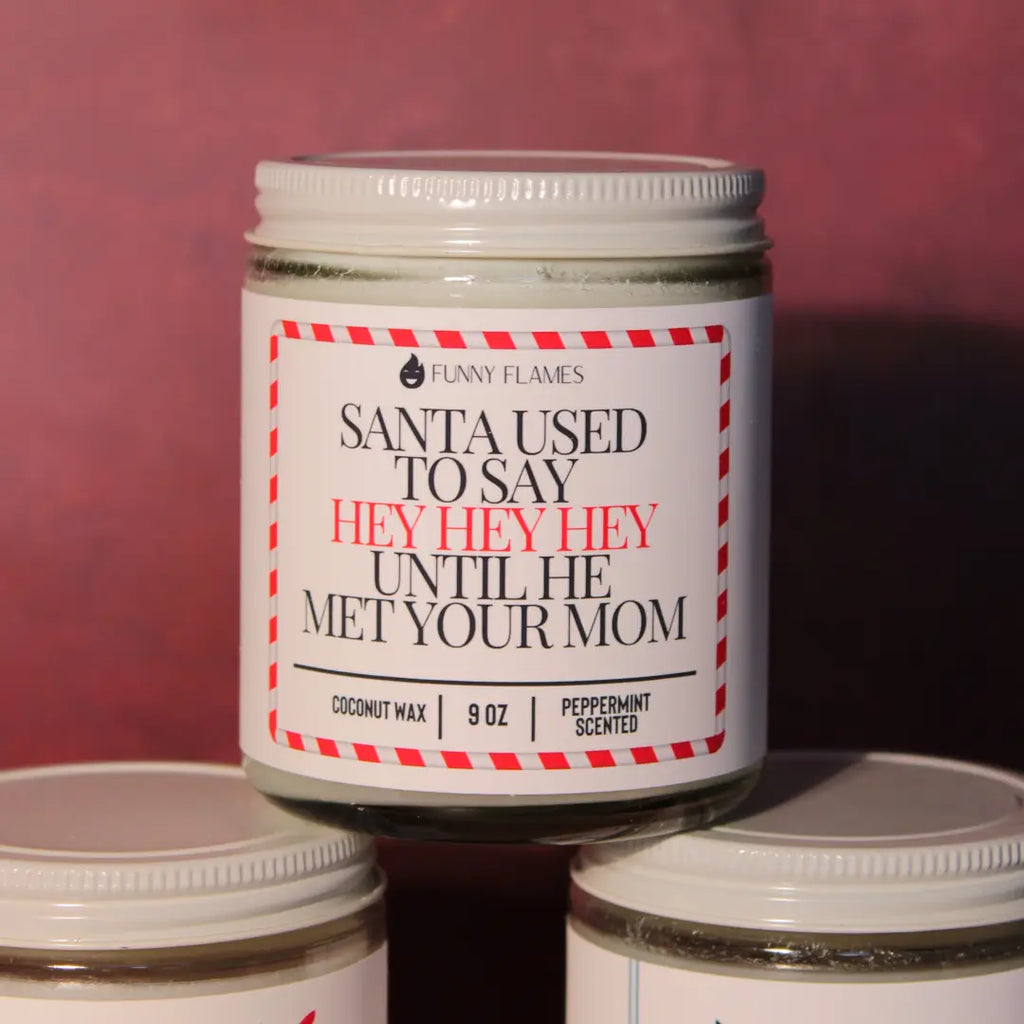 Santa Used To Say Hey Hey Hey Until He Met Your Mom DC-Funny Candle Co
