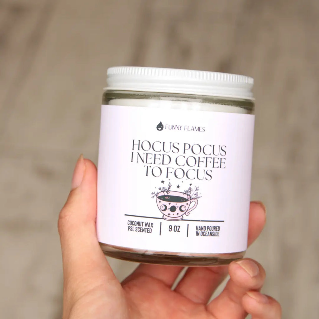 Hocus Pocus, I Need Coffee to Focus DC-Funny Candle Co