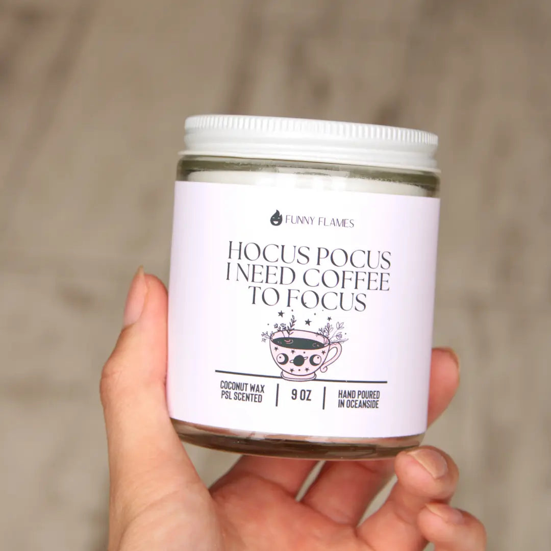 Hocus Pocus, I Need Coffee to Focus DC-Funny Candle Co