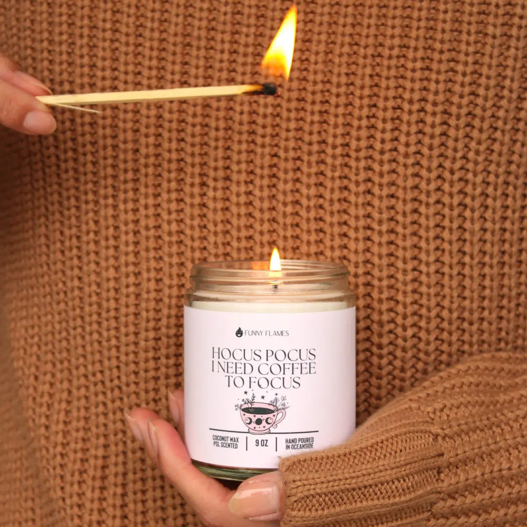 Hocus Pocus, I Need Coffee to Focus DC-Funny Candle Co