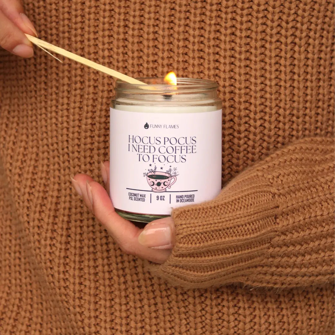 Hocus Pocus, I Need Coffee to Focus DC-Funny Candle Co