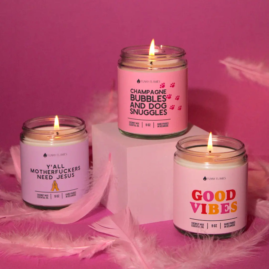 Champagne Bubbles And Dog Snuggles DC-Funny Candle Co