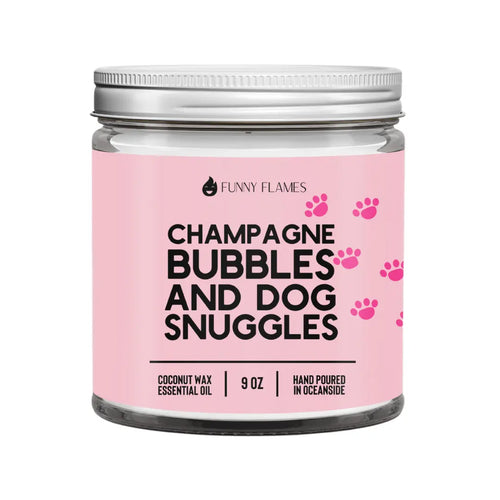 Champagne Bubbles And Dog Snuggles DC-Funny Candle Co