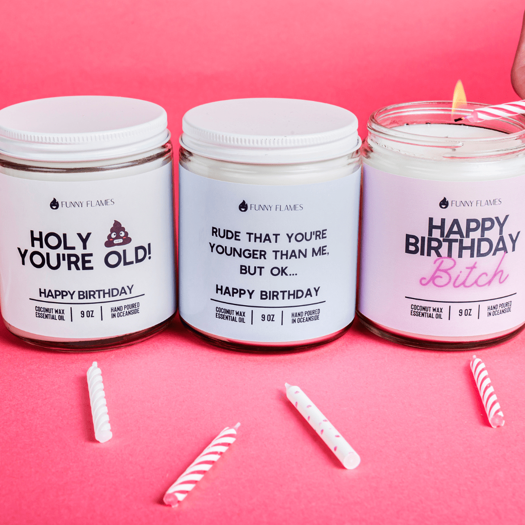 Happy Birthday Bitch - Funny Birthday Cake Candle - Funny Flames